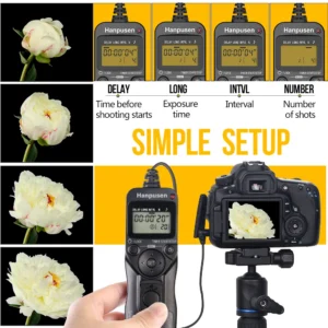 Intervallometre LCD filaire - declencheur a retardateur pour pose longue et time-lapse (Nikon, Canon, Sony, Fujifilm, Olympus, Pentax)